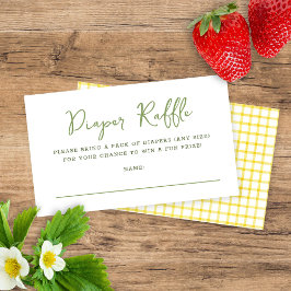 Yellow & Sage Watercolor Diaper Raffle Baby Shower Begleitkarte