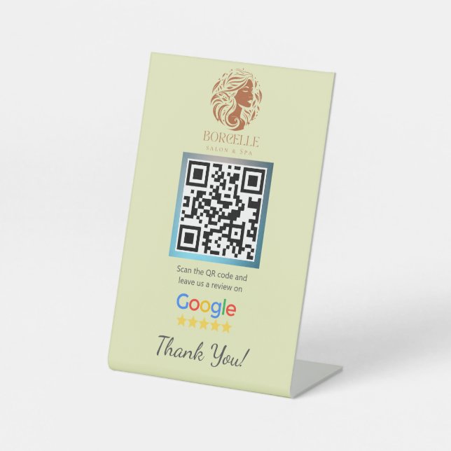 Yellow Salon Google Review Counter Stand Template Sockelschild (Vorderseite)