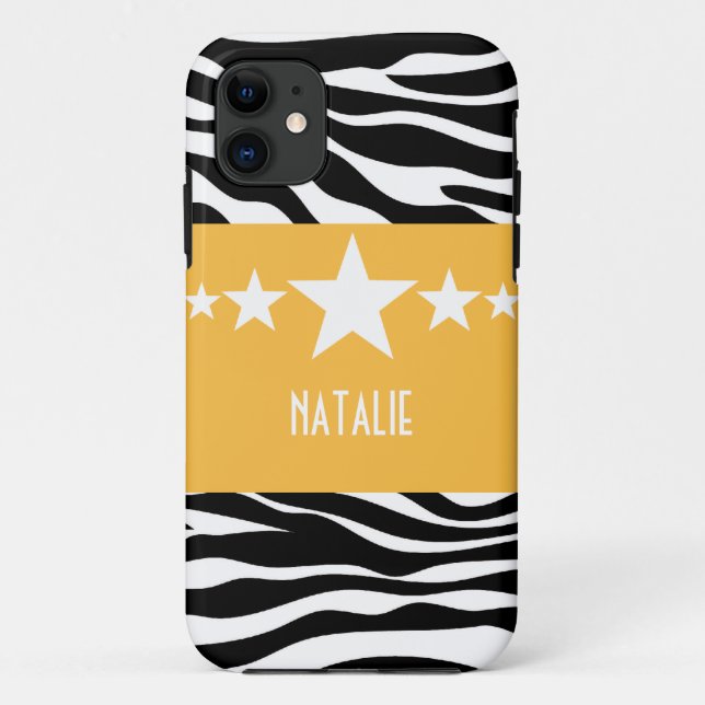 Yellow Sassy Star Zebra BT iPhone 5 Fall Case-Mate iPhone Hülle (Rückseite)