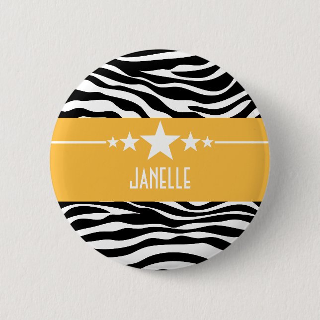 Yellow Sassy Star Zebra Button (Vorderseite)