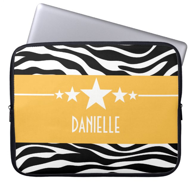 Yellow Sassy Star Zebra Laptop Sleeve (Vorderseite)