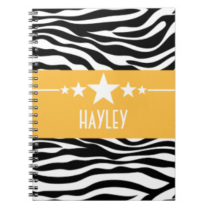 Yellow Sassy Star Zebra Notebook Notizblock