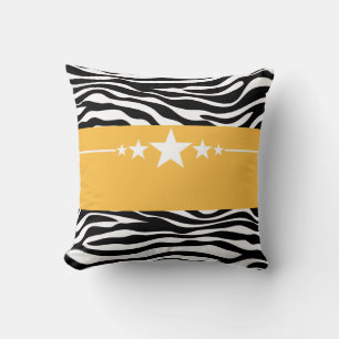 Yellow Sassy Star Zebra Pillow Kissen