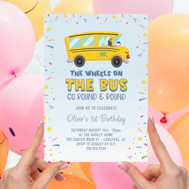 Yellow School Bus 1. Geburtstag Einladung (Von Creator hochgeladen)