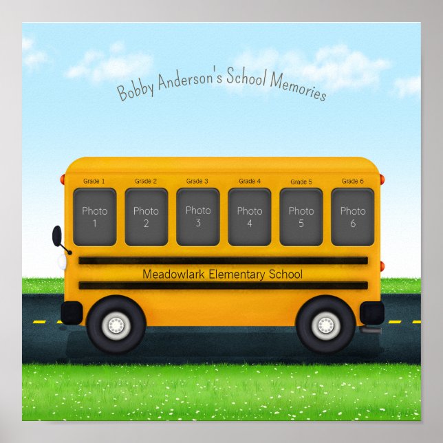 Yellow School Bus 6 School Foto Personalisiert Poster (Vorne)