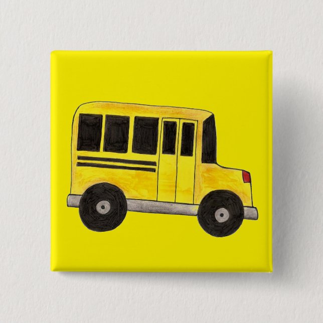 Yellow School Bus Busfahrer Bildung Button (Vorderseite)