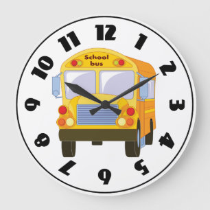Yellow School Bus Clock Große Wanduhr