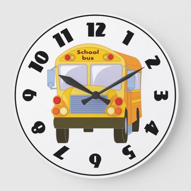 Yellow School Bus Clock Große Wanduhr (Vorderseite)