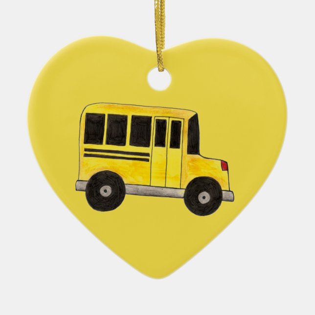 Yellow School Bus Driver Lehrerin Bildung Geschenk Keramikornament (Vorne)
