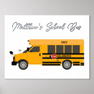Yellow School Bus Foil Text Wall Art Boys Room Foliendrucke