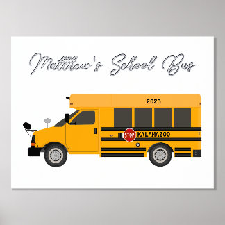 Yellow School Bus Foil Text Wall Art Boys Room Foliendrucke