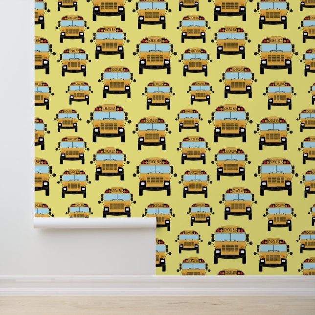 Yellow School Bus Graphic Gemustert Tapete (Anwendung)