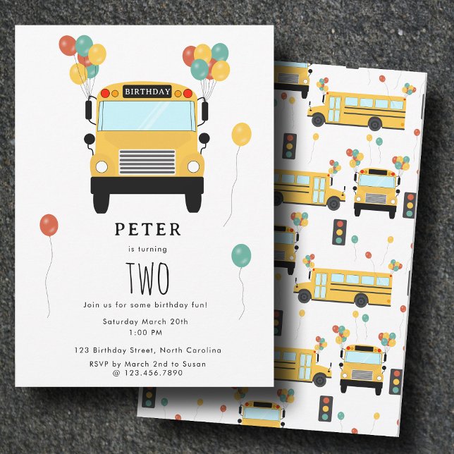 Yellow School Bus Kids Birthday Party Einladung (Yellow School Bus Kids Birthday Party Invitation)