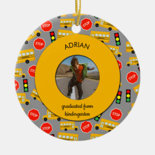 Yellow School Bus Kindergarten Abschluss Keramik Ornament