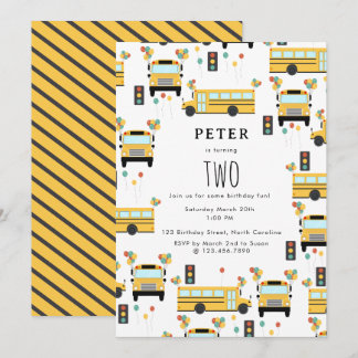 Yellow School Bus Kindergeburtstag Party Einladung