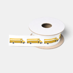 Yellow School Bus Pattern Satinband