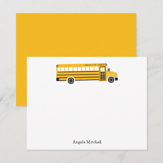 Yellow School Bus Personal Stationery Einladung (Vorne/Hinten)