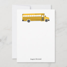 Yellow School Bus Personal Stationery Flat Cards Dankeskarte