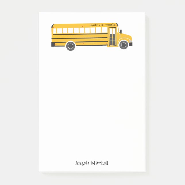 Yellow School Bus Personal Stationery Post-it Klebezettel (Vorderseite)