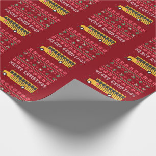 Yellow School Bus Ugge Weihnachtskraut Geschenkpapier