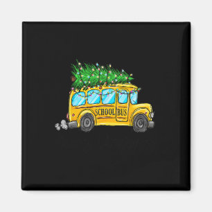 Yellow School Bus Weihnachtsbaum Treiber Paja Magnet