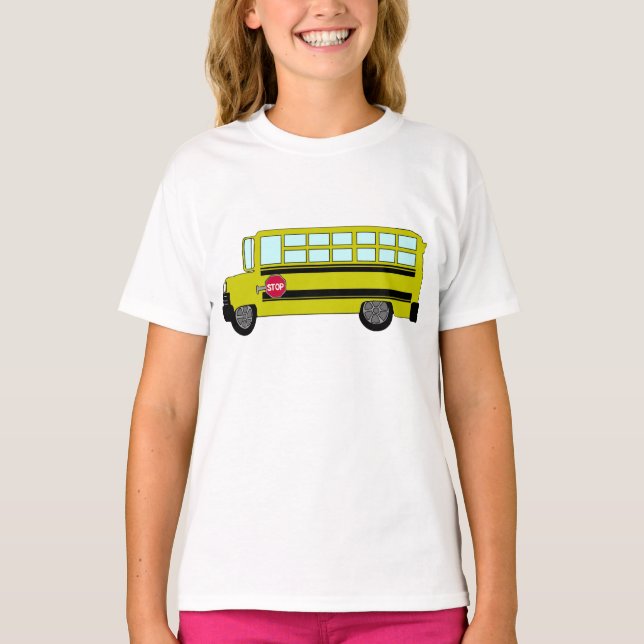 Yellow School Bus with Stop Sign T-Shirt (Vorderseite)
