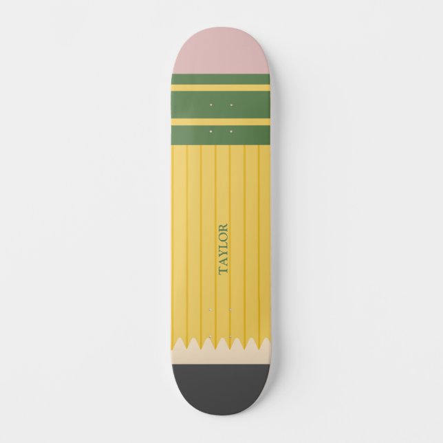Yellow School Pencil Graphic Personalisiert Skateboard (Vorderseite)