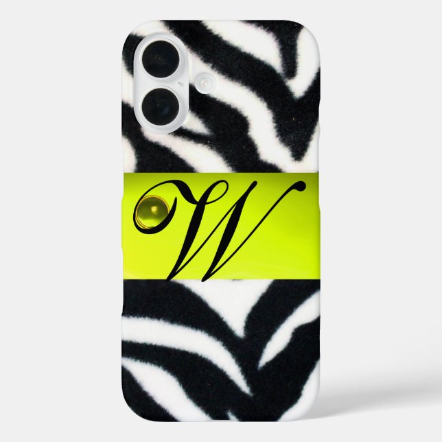 YELLOW SCHWARZ-WEISS ZEBRA FUR MONOGRAM, Topaz Case-Mate iPhone Hülle (Rückseite)