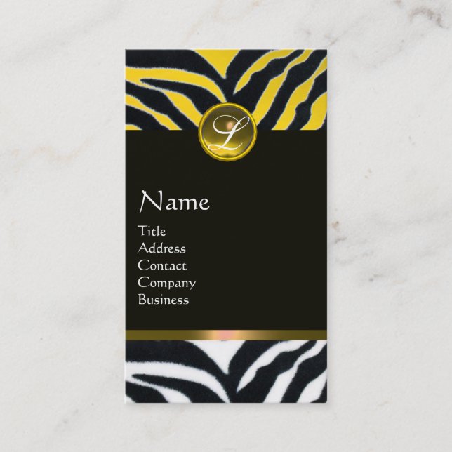 YELLOW SCHWARZ-WEISS ZEBRA FUR MONOGRAM, Topaz Visitenkarte (Vorderseite)