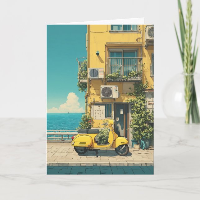 Yellow Scooter by Seaside Karte (Vorderseite)