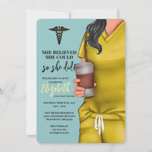 Yellow Scrubs Nursing School Abschluss Einladung
