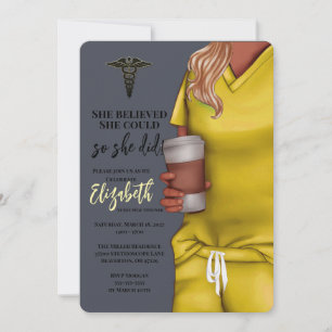 Yellow Scrubs Nursing School Abschluss Einladung