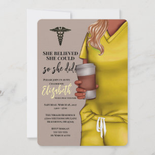 Yellow Scrubs Nursing School Abschluss Einladung