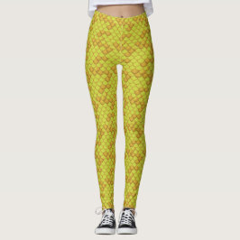 Yellow Seashell Mermaid Scale Leggings Ariel Style