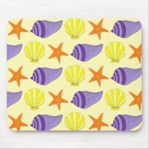 Yellow Seashell Sea Muscheln Conch Starfish Beach Mousepad