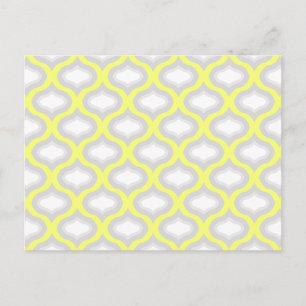 Yellow & Shades of Grey Geometric Pattern Postcard Postkarte
