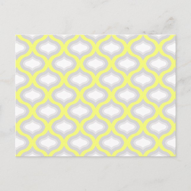 Yellow & Shades of Grey Geometric Pattern Postcard Postkarte (Vorderseite)