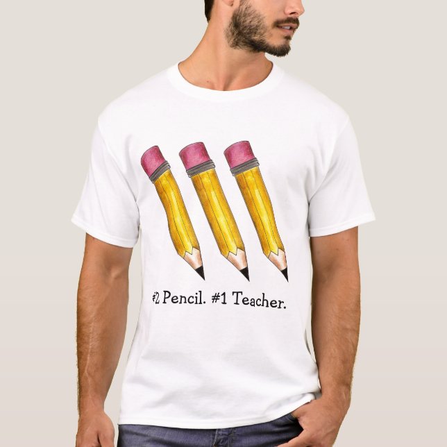 Yellow Sharp #2 Pencil #1 Teacher School Bildung T-Shirt (Vorderseite)