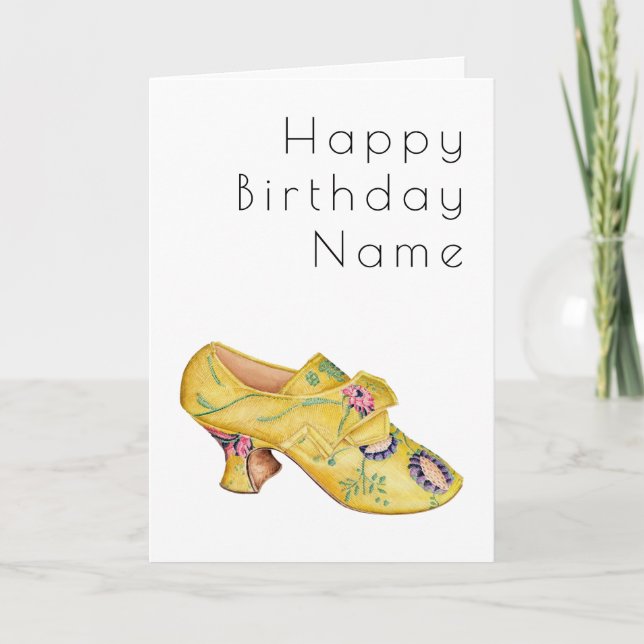 Yellow Shoe Art Deco Birthday Card Karte (Vorderseite)