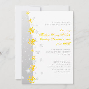 Yellow silver gray Snowflake Hochzeitsgrau Brautpa Einladung