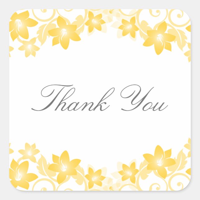 Yellow Simple Floral Danke Stickers (Vorderseite)