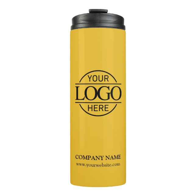 Yellow Simple Modern Brand Company Business Logo Thermosbecher (Vorderseite)