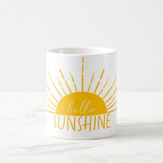 Yellow Simple Modern Hello Sunshine Kaffeetasse (Mittel)