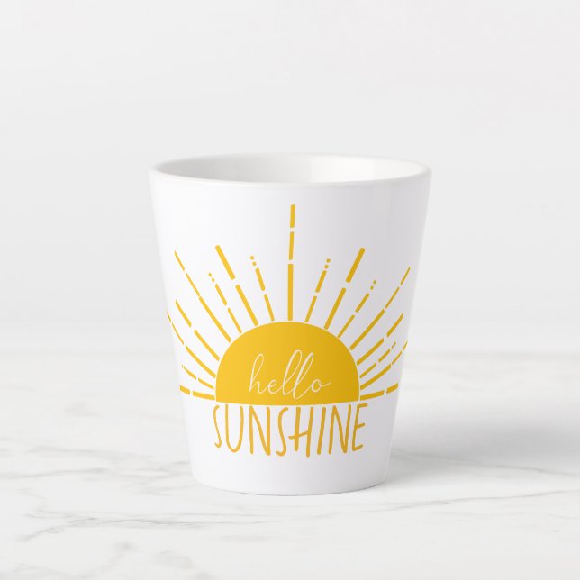 Yellow Simple Modern Hello Sunshine Milchtasse (Vorderseite)