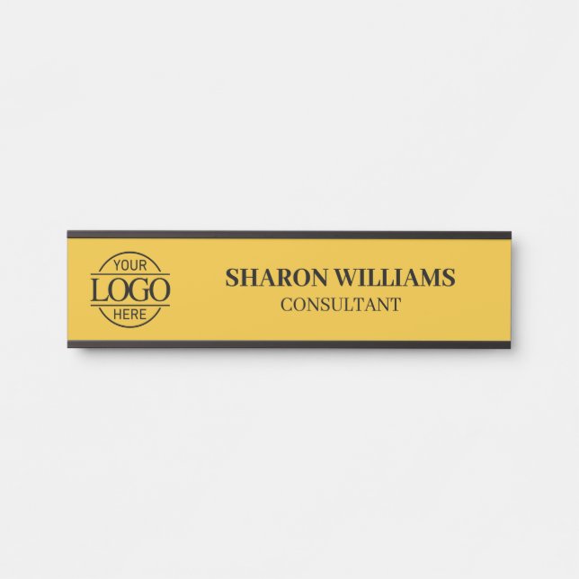 Yellow Simple Professional Custom Business Logo Türschild (Vorderseite )