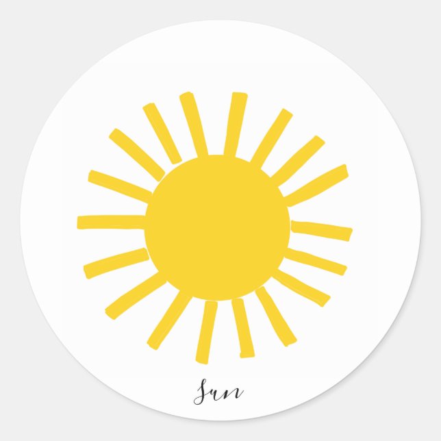 Yellow Simple Sun Round Sticker (Vorderseite)