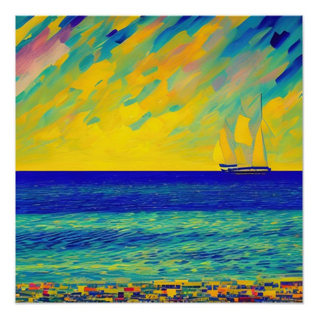 "Yellow Sky Race" Seascape Poster (Vorderseite)
