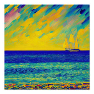 "Yellow Sky Race" Seelandschaft Poster