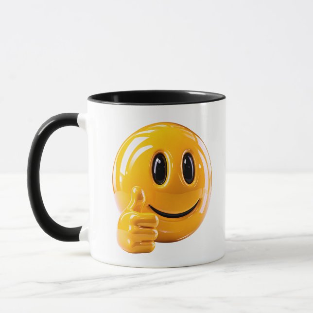 Yellow Smiley Face Thumbs Up Illustration Tasse (Links)