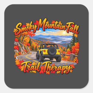 Yellow_Smoky Mountain Fall Trail Therapie Quadratischer Aufkleber